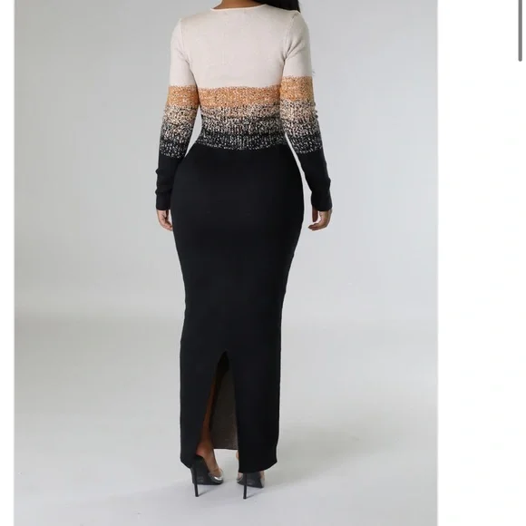 Black gray ombré sweater dress - Picture 10 of 10